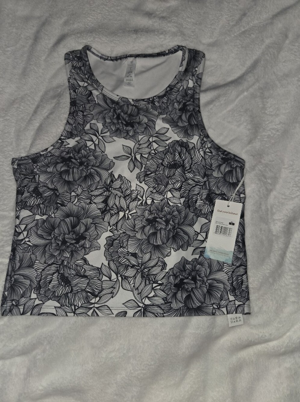 Balance Collection Black & White Floral Tank Top
